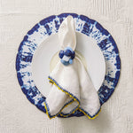 Kim Seybert Napkin Ring Sea Stone in Navy & White-Set of 2