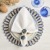 Kim Seybert - Casbah in Natural & Blue Napkin Ring - Set of 4