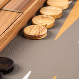 Manopoulos - GREY BEIGE OSTRICH TOTE Backgammon