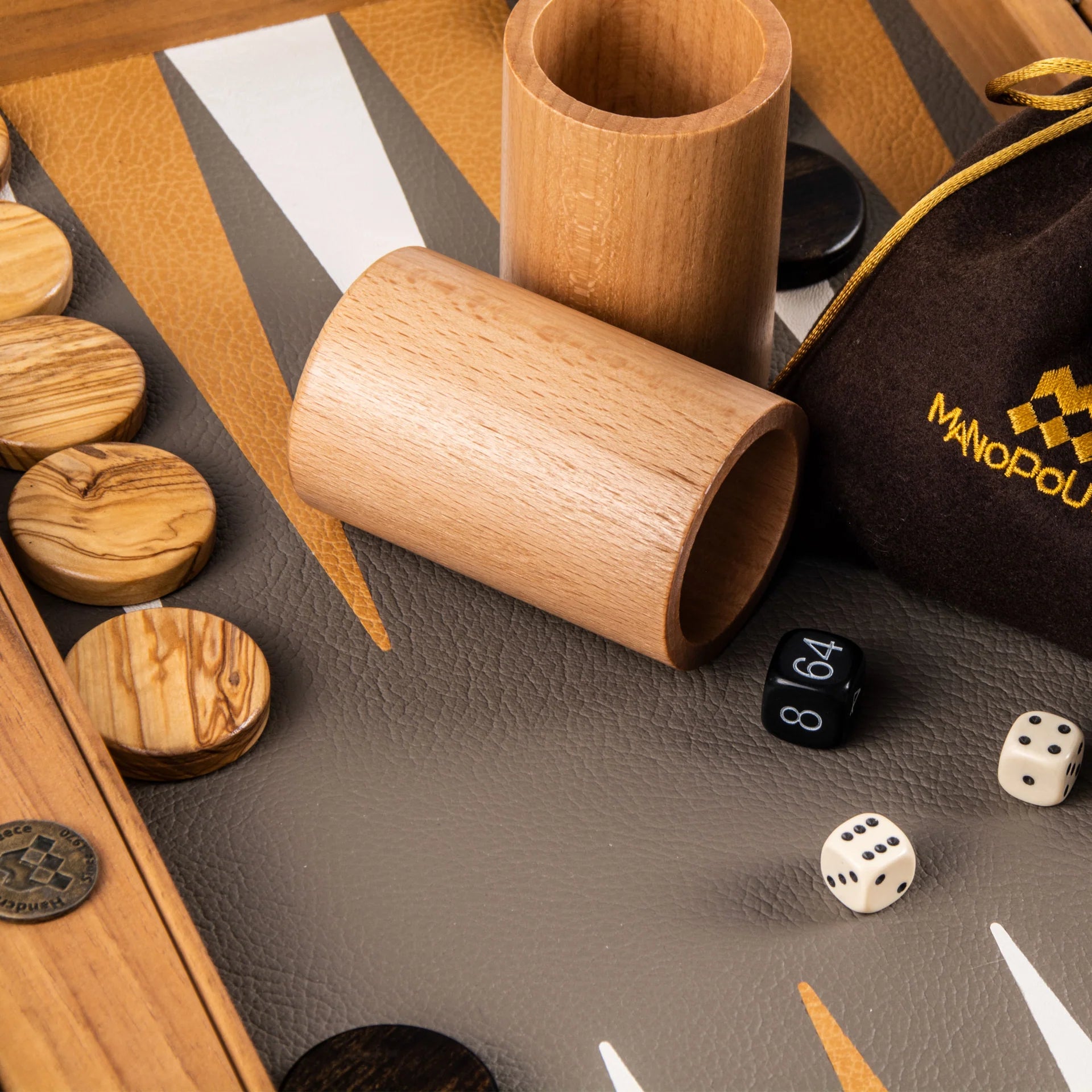 Manopoulos - GREY BEIGE OSTRICH TOTE Backgammon