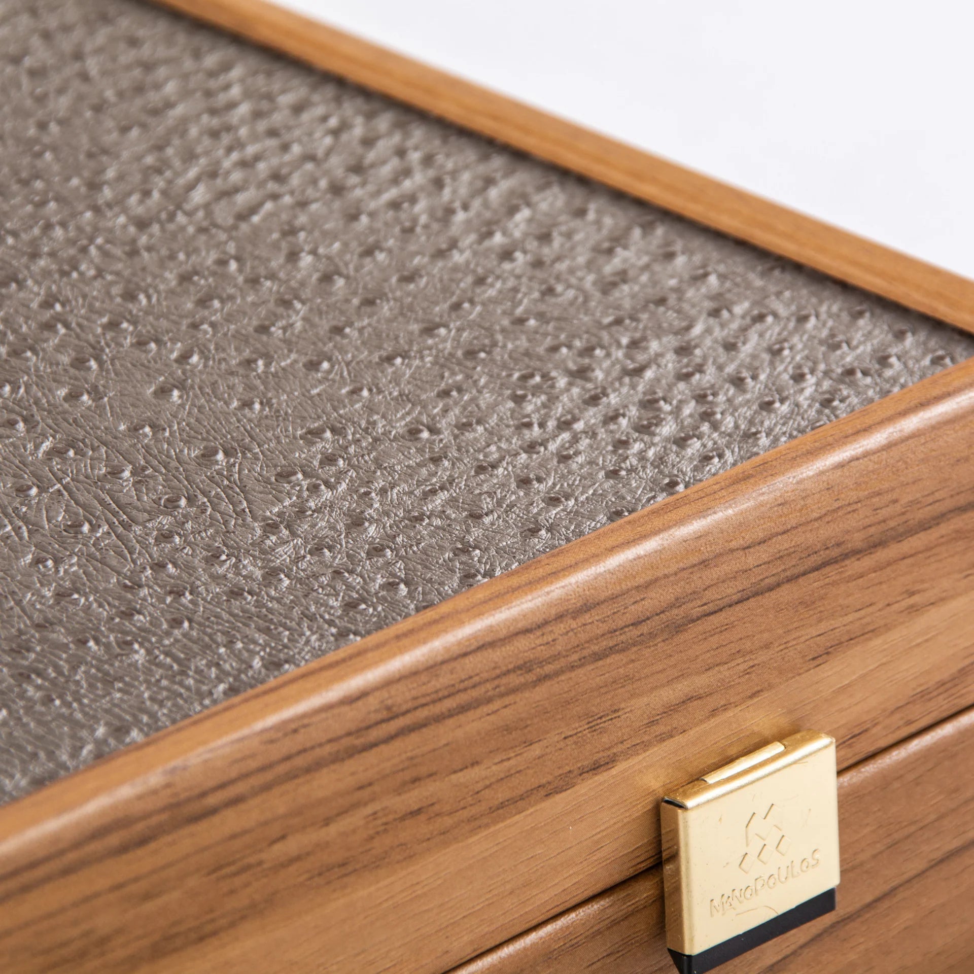 Manopoulos - GREY BEIGE OSTRICH TOTE Backgammon
