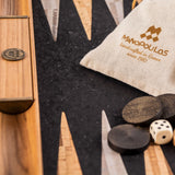 Manopoulos - BLACK NATURAL CORK Backgammon (with oak wood checkers)