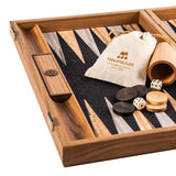 Manopoulos - BLACK NATURAL CORK Backgammon (with oak wood checkers)