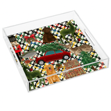 Nicolette Mayer Square Ultimate Christmas Multi Plaid Acrylic Tray 12"X12"