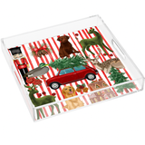 Nicolette Mayer Square Ultimate Christmas Stripe Acrylic Tray 18"X18"