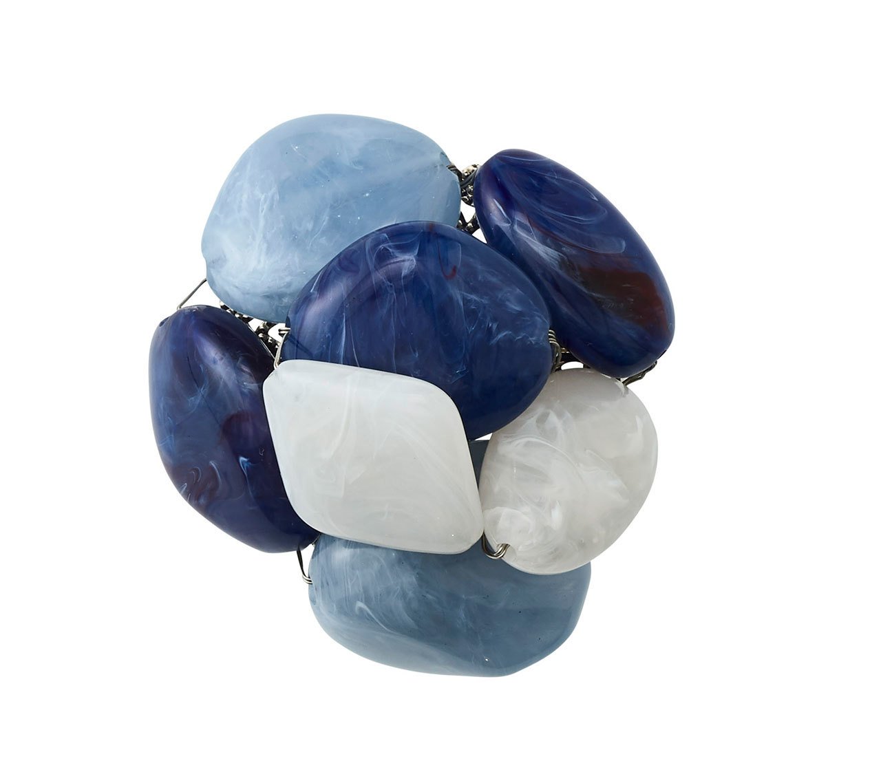 Kim Seybert Napkin Ring Sea Stone in Navy & White-Set of 2
