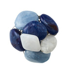 Kim Seybert Napkin Ring Sea Stone in Navy & White-Set of 2