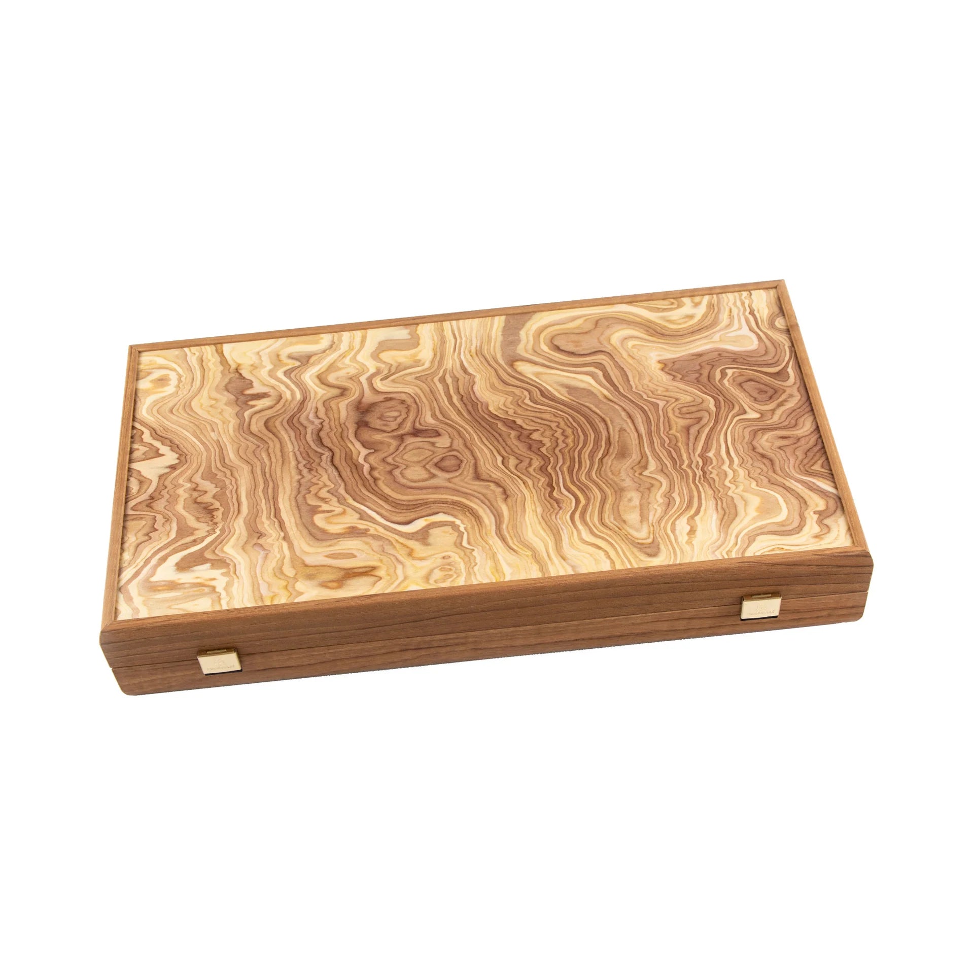 Manopoulos - OLIVE BURL (olive wood checkers) Backgammon