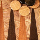 Manopoulos - OLIVE BURL (olive wood checkers) Backgammon