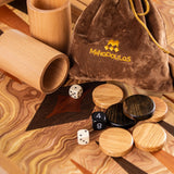 Manopoulos - OLIVE BURL (olive wood checkers) Backgammon