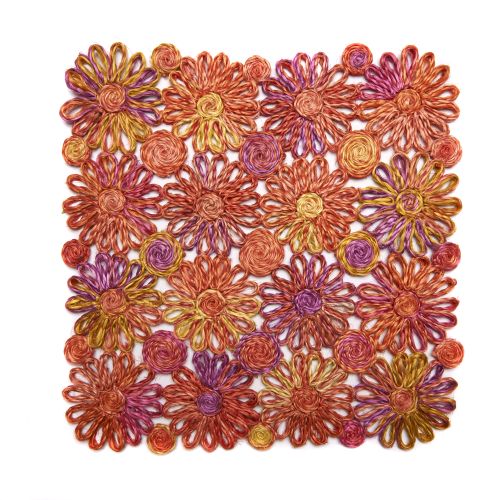 Deborah Rhodes Placemats Patchwork Daisy Square-Coral