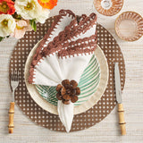 Kim Seybert - Begonia in Natural in Brown & Gold Napkin Ring - Set of 4