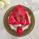Kim Seybert - Holly Ribbon Napkin in Red, Green & Gold, Set of 4