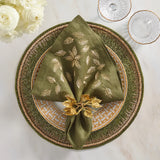 Kim Seybert - Gilded Breeze Napkin in Olive & Gold, Set of 4