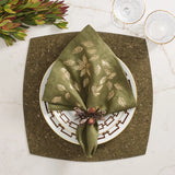 Kim Seybert - Gilded Breeze Napkin in Olive & Gold, Set of 4