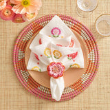 Kim Seybert -  Carnation Napkin in White, Pink & Orange, Set of 4