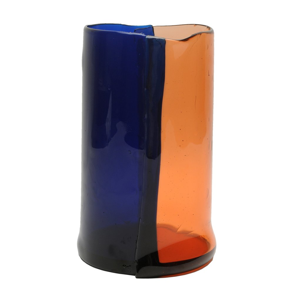 Corsi Design - Two Lines Vase - Clear Light Ruby And Clear Blue