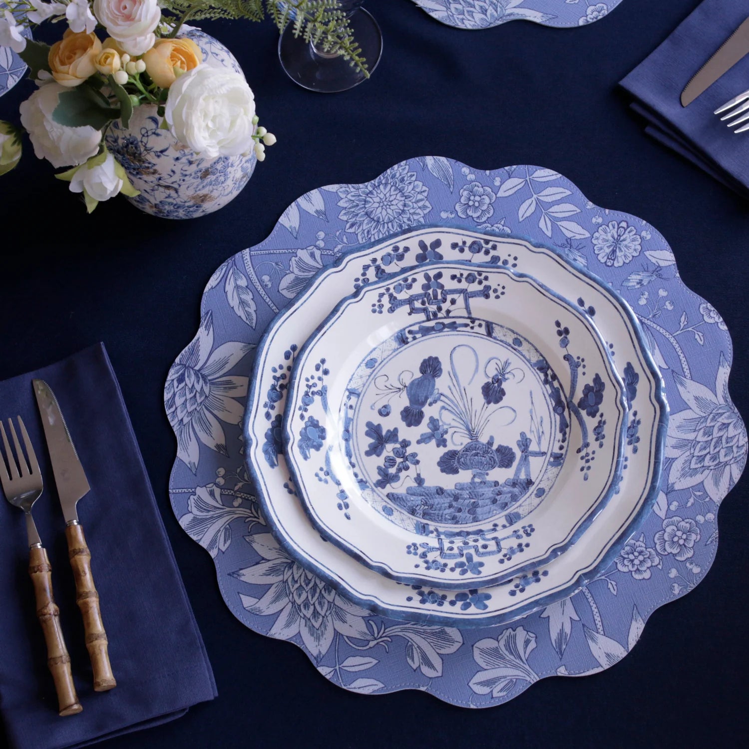 Beatriz Ball - VIDA Faenza 11" Dinner Plate Set of 2 White and Blue