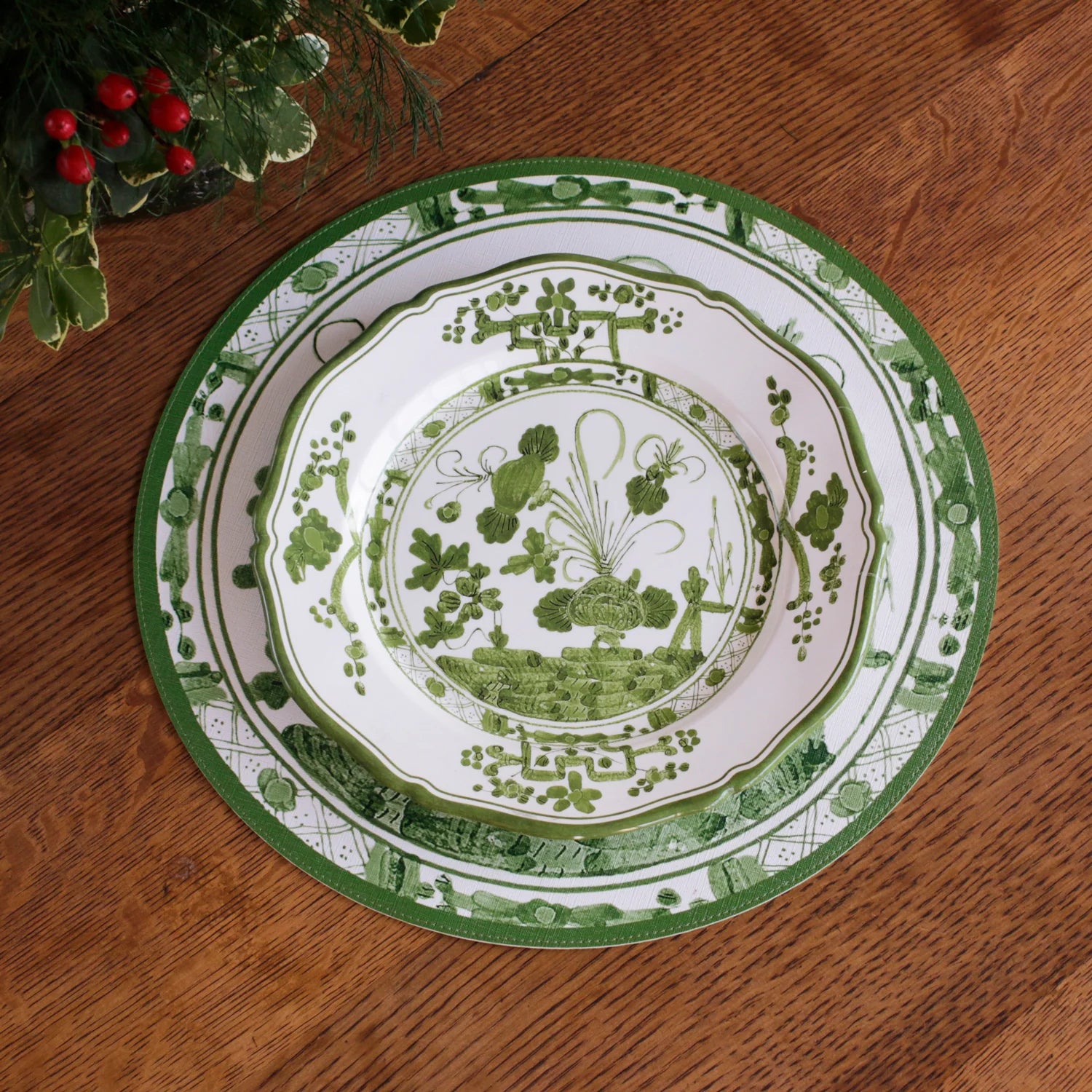 Beatriz Ball - VIDA Faenza 11" Dinner Plate Set of 2 White and Green