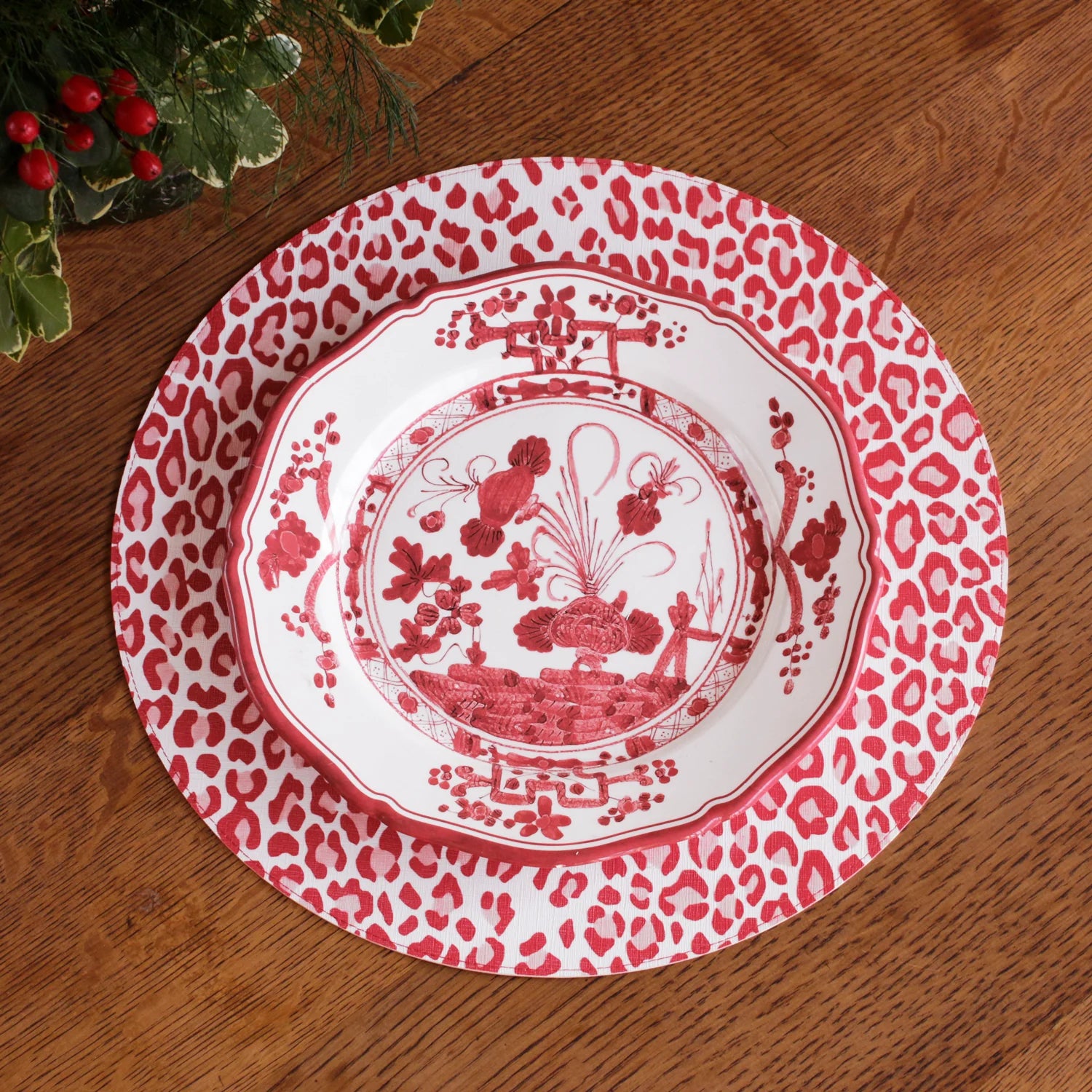 Beatriz Ball - VIDA Faenza 11" Dinner Plate Set of 2 White and Pink/Red