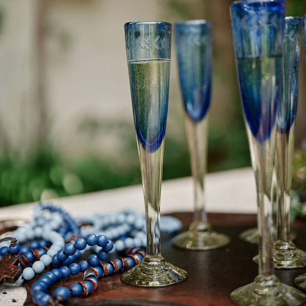 Jan Barboglio Pilar Extremely Tall Flutes Azure - Set of 2
