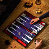 Addison & Ross Black Chinoiserie Lacquer Backgammon Set