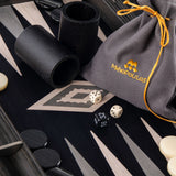 Manopoulos - Premium Handcrafted Pearly Grey Vavona Backgammon Set - Large