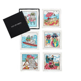 Kim Seybert - Bow Meow Cocktail Napkins in White & Multi, Set of 6 in a Gift Box