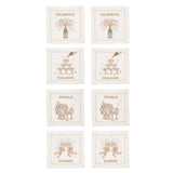 Kim Seybert - Cheers Cocktail Napkin in White, Gold & Silver, Set of 8 in a Gift Box