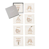 Kim Seybert - Cheers Cocktail Napkin in White, Gold & Silver, Set of 8 in a Gift Box