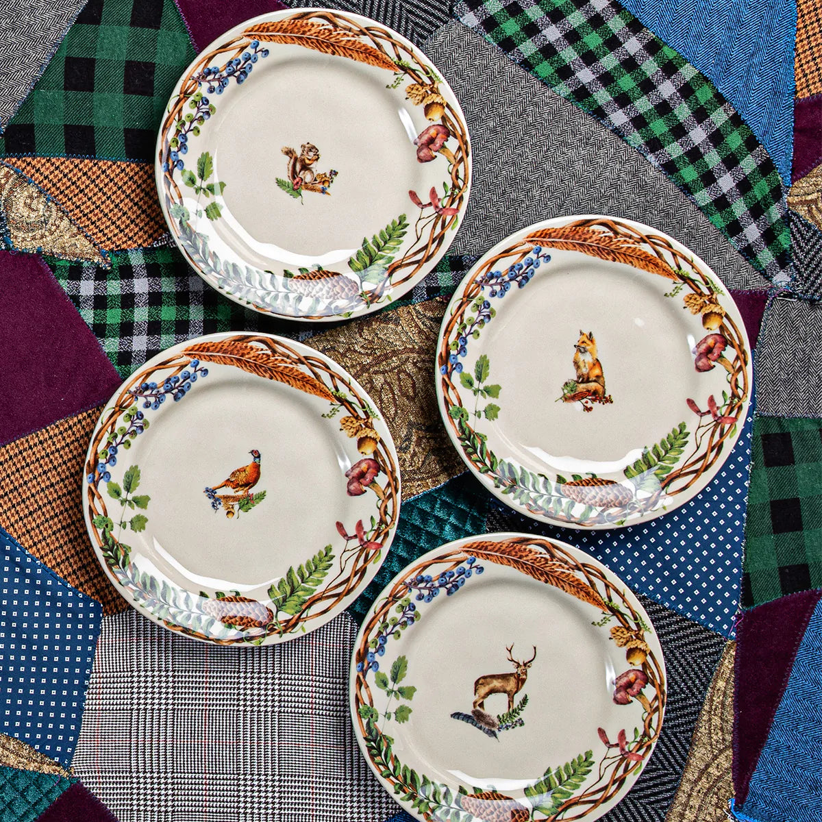 Juliska Forest Walk Dessert/Salad Plate, Assorted Set of 4