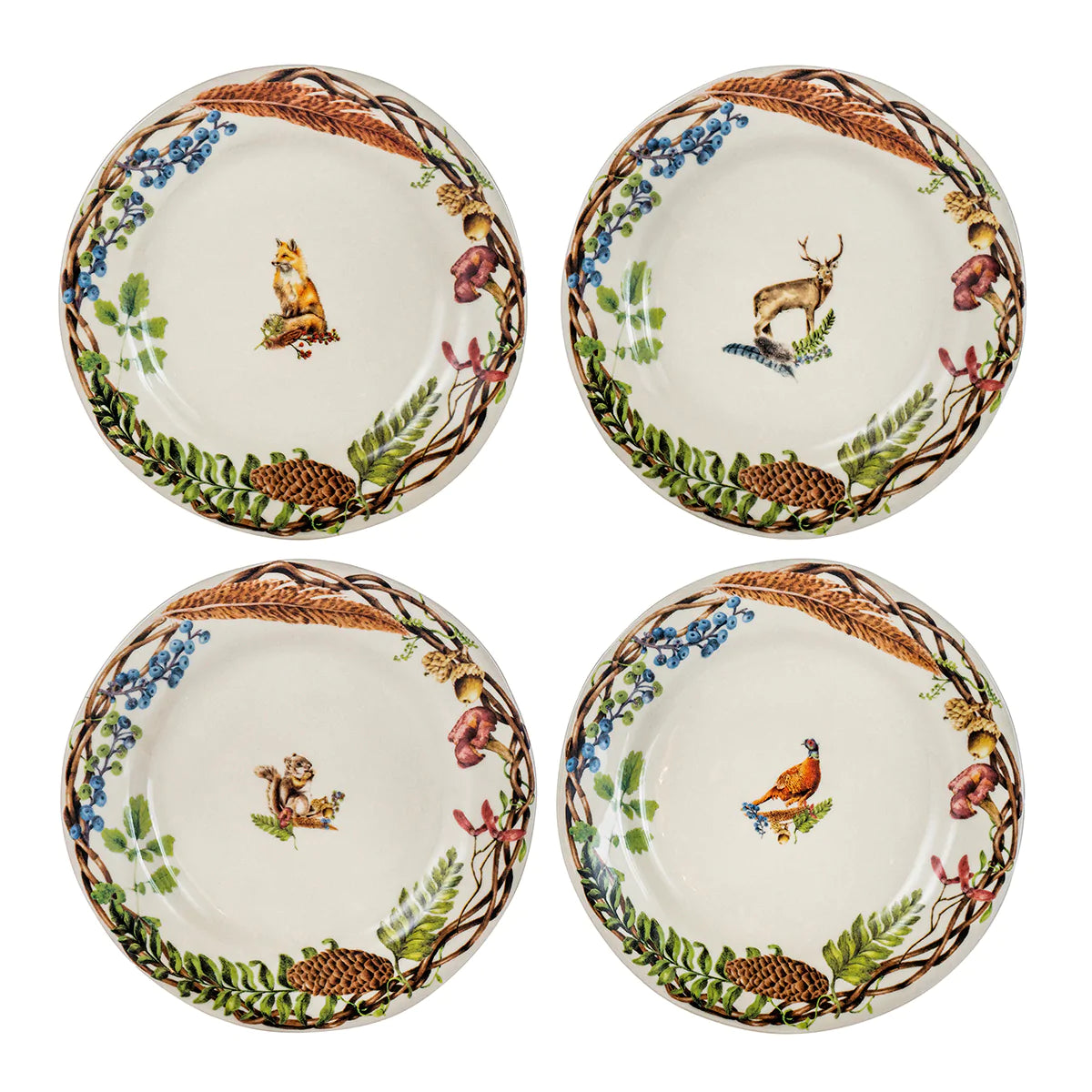 Juliska Forest Walk Dessert/Salad Plate, Assorted Set of 4