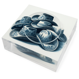 Nicolette Mayer Acrylic Candy Dish Cowboy Stack Blue White 6"x6"