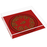Nicolette Mayer Square Christmas Berries Green Red Acrylic Tray 12"X12"