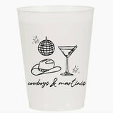 Sip Hip Hooray Acrylic Frosted Cups - Cowboys and Martini's - Set of 6