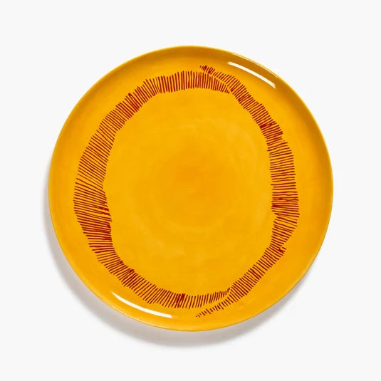 Ottolenghi Dinnerware - Serving Plate Yellow - Red Stripes Feast