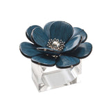 Kim Seybert - Begonia in Teal & Sliver Napkin Ring - Set of 4