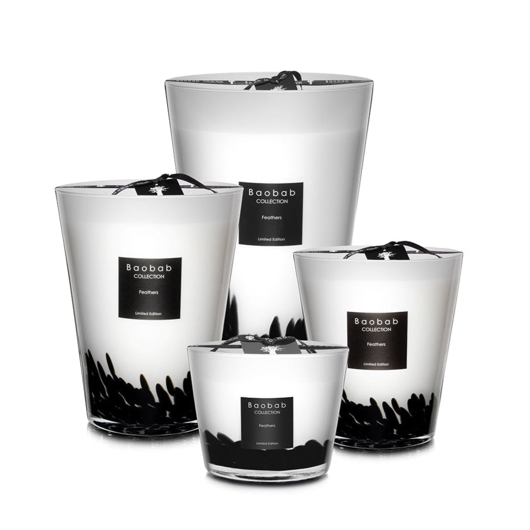 Baobab Candle Collection Feathers Black & White
