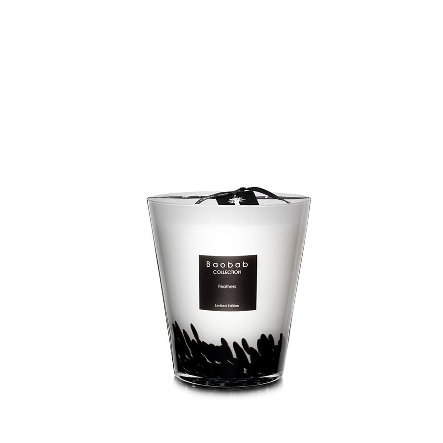 Baobab Candle Collection - Feathers - Black & White 6.3"