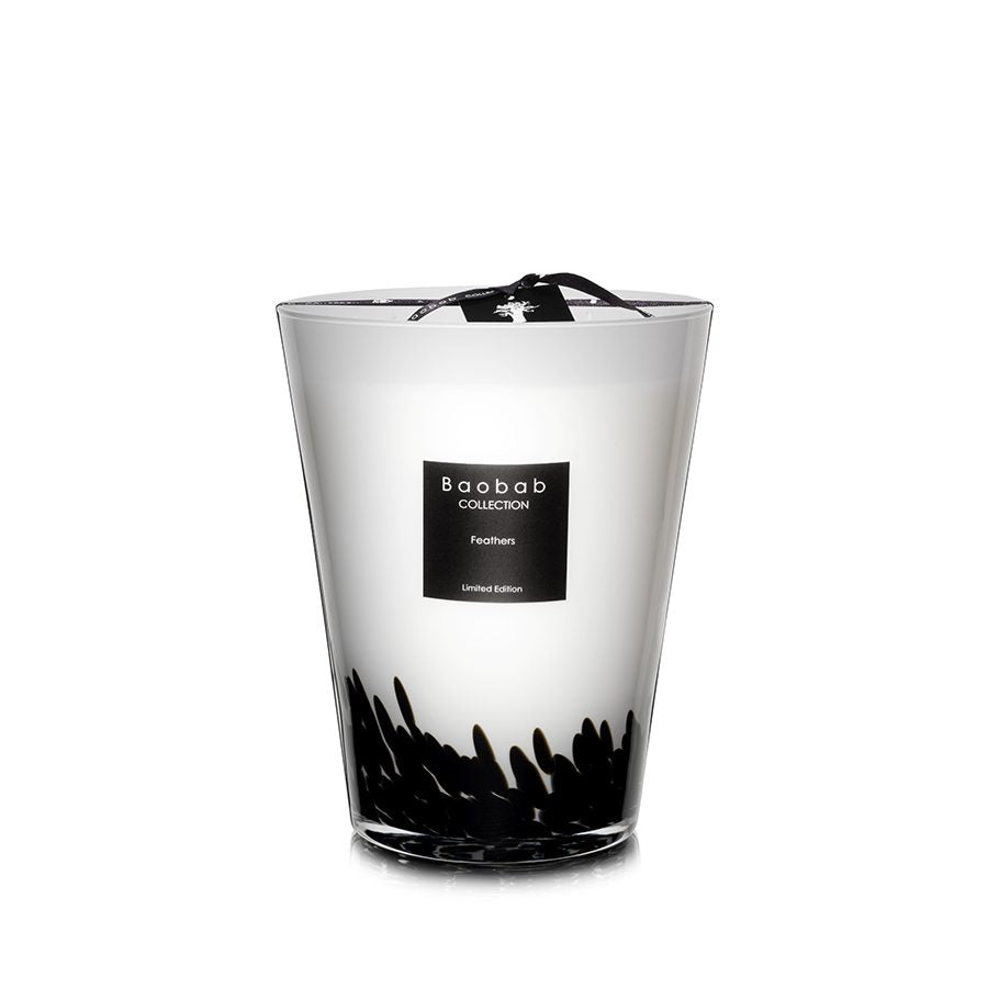 Baobab Candle Collection - Feathers - Black & White 9.4"