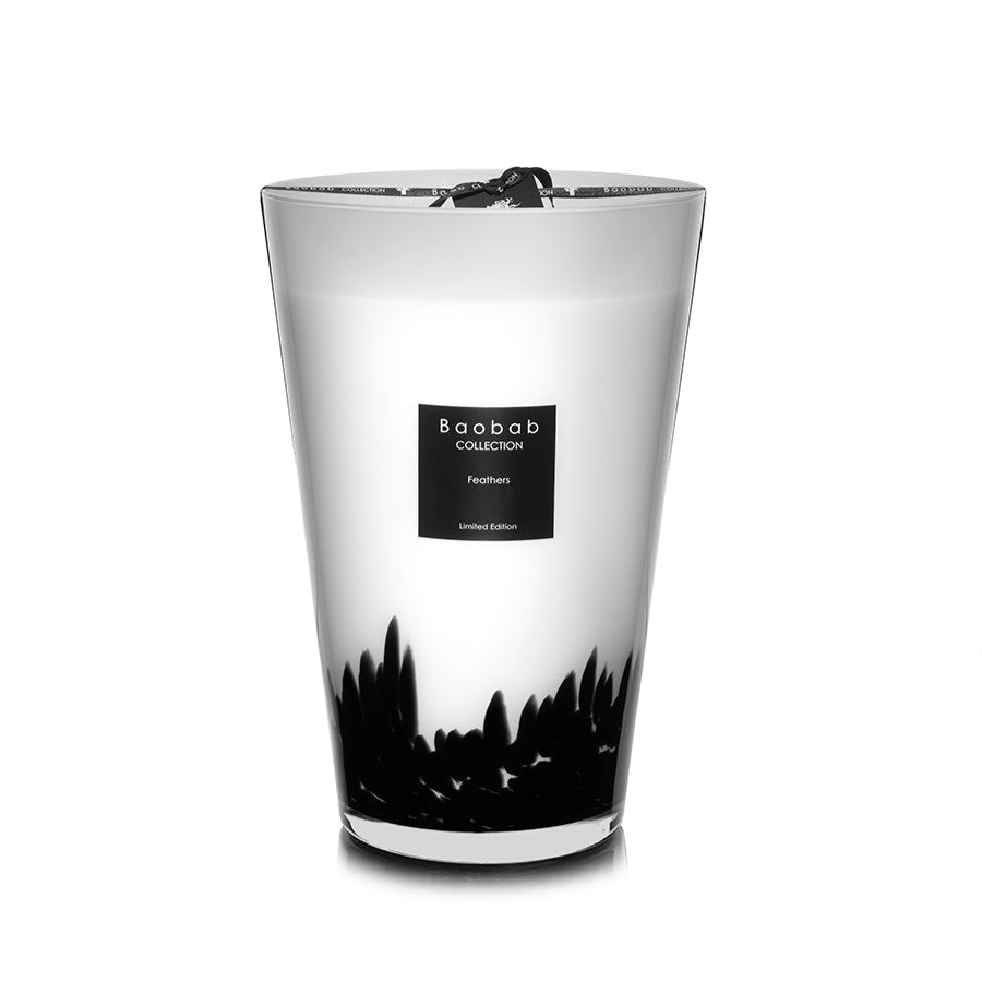 Baobab Candle Collection - Feathers - Black & White 13.8"