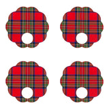Nicolette Mayer Christmas Tartan Red Acrylic Scallop Napkin Ring - Set of 4
