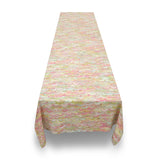 Summerill & Bishop-Marble Fan Linen in Pink, Green & Yellow Tablecloth 65″ x 150″