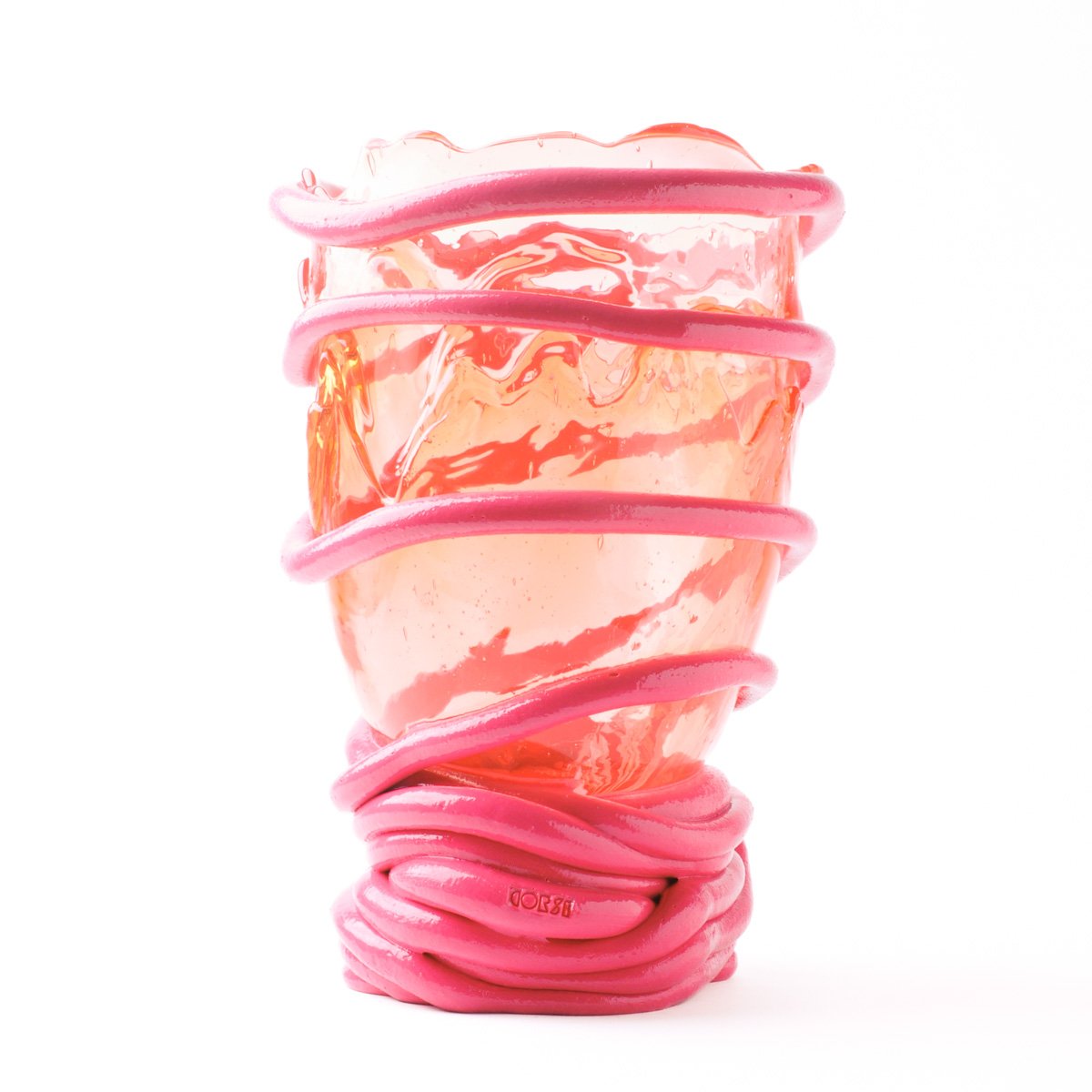 Corsi Design - Pompitu I Vase - Clear Light Ruby And Matt Fuchsia