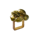 Kim Seybert - Bonton in Green & Gold Napkin Ring - Set of 4