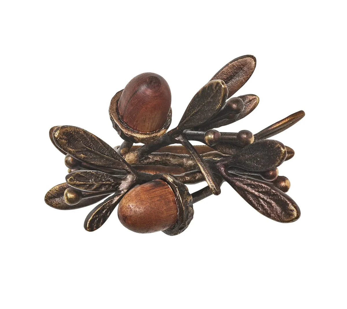 Kim Seybert - Acorn Napkin Ring in Brown & Gold, Set of 4