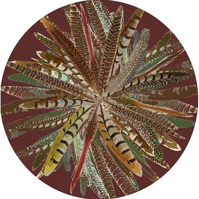 Pheasant Feathers Brown Round Placemat - Set of 2