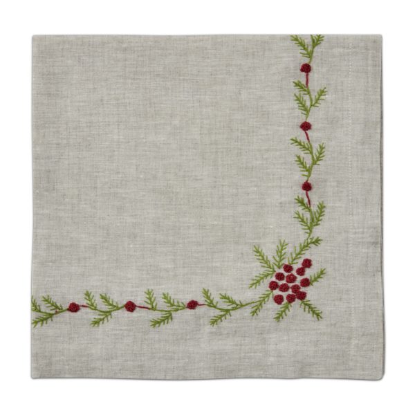 Winter Woods Embroidered Flax Napkin