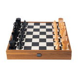 Manopoulos - Bauhaus Style Black & White Chess Set - 40x40cm with 8.5cm King Chessmen