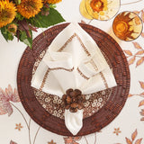 Kim Seybert - Begonia in Natural in Brown & Gold Napkin Ring - Set of 4